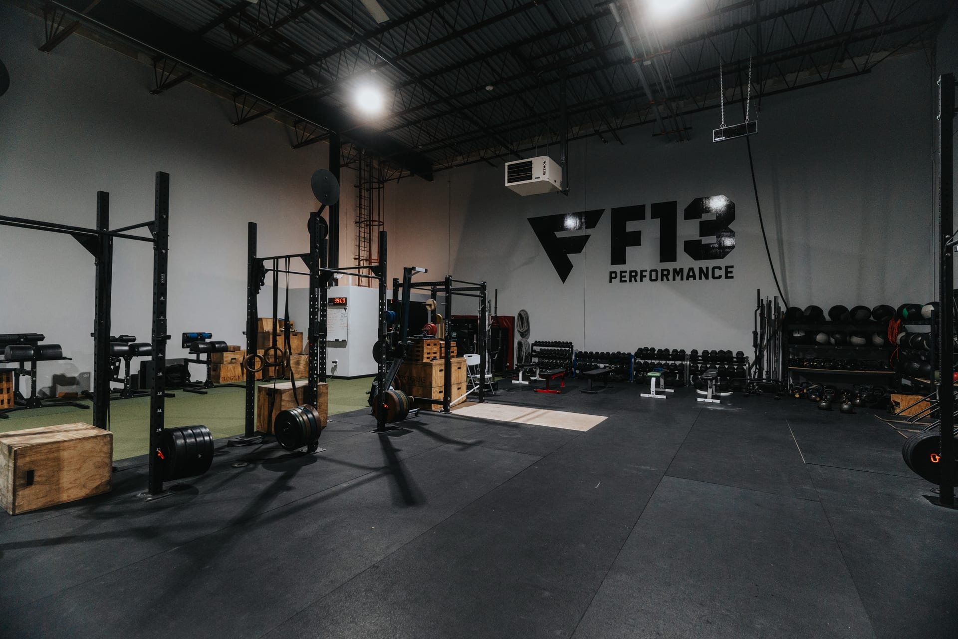F13 Performance Center lifting platform with F13 logo in Allentown PA, 10-class punch card, no commitment, no expiration pressure